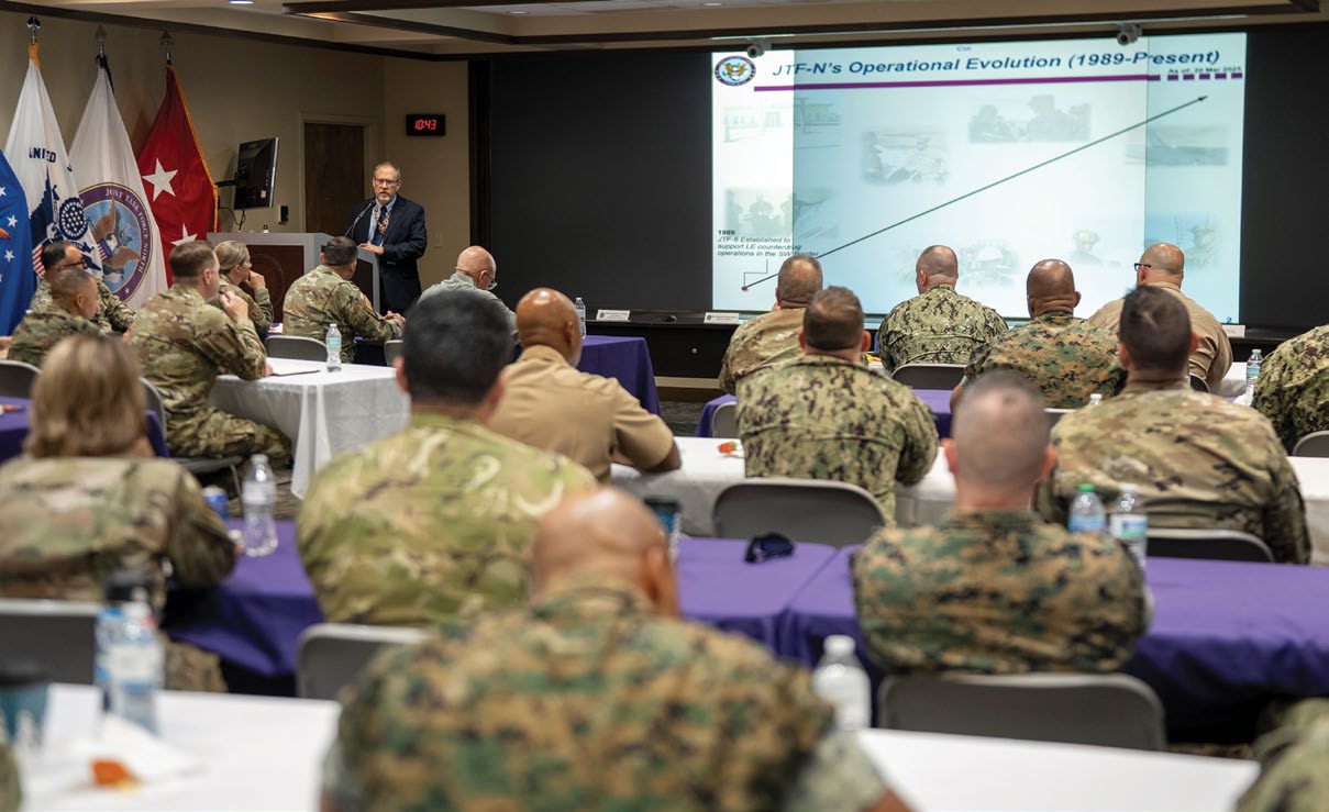 U.S. Army Command Sgt. Maj. John W. Troxell, Senior Enlisted Advisor to the Chairman of the Joint Chiefs of Staff, addresses General and Flag Officers at the National Defense University’s CAPSTONE Course on Fort Lesley J. McNair, Washington, DC, July 12, 2016. The course objective is to make these individuals more effective in planning and employing U.S. forces in joint and combined operations. (DoD Photo by Army Sgt. James K. McCann / Released)